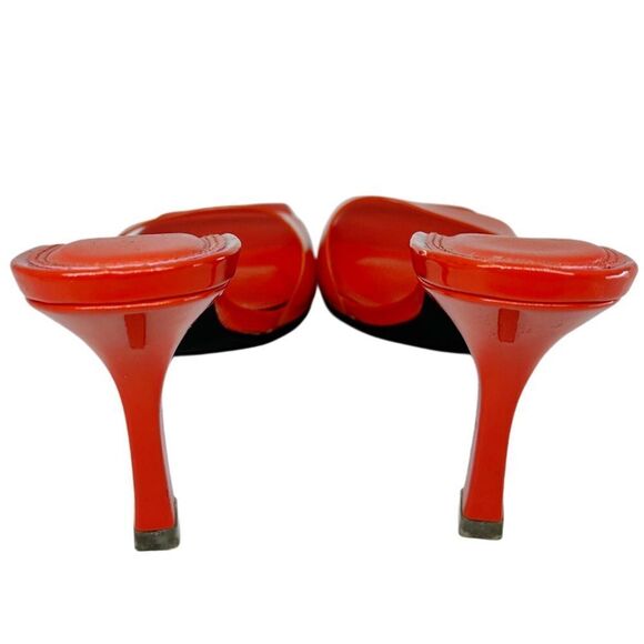 Black Suede Studio Transparent Square Toe Charlie Heel Orange 37.5, US 7.5 - Picture 3 of 10